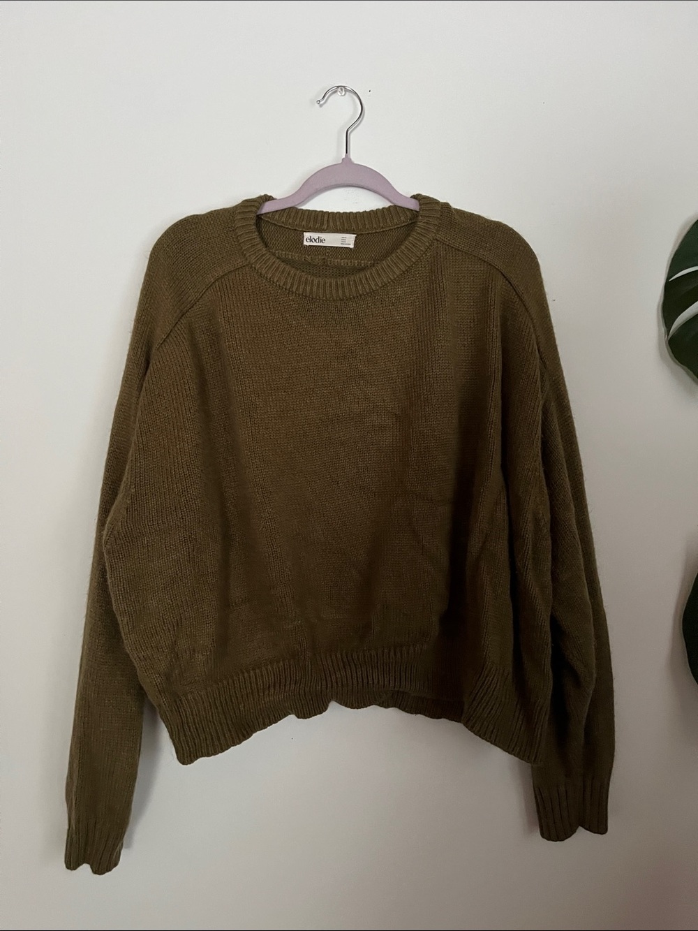 Olive Crewneck Pullover Knit Sweater